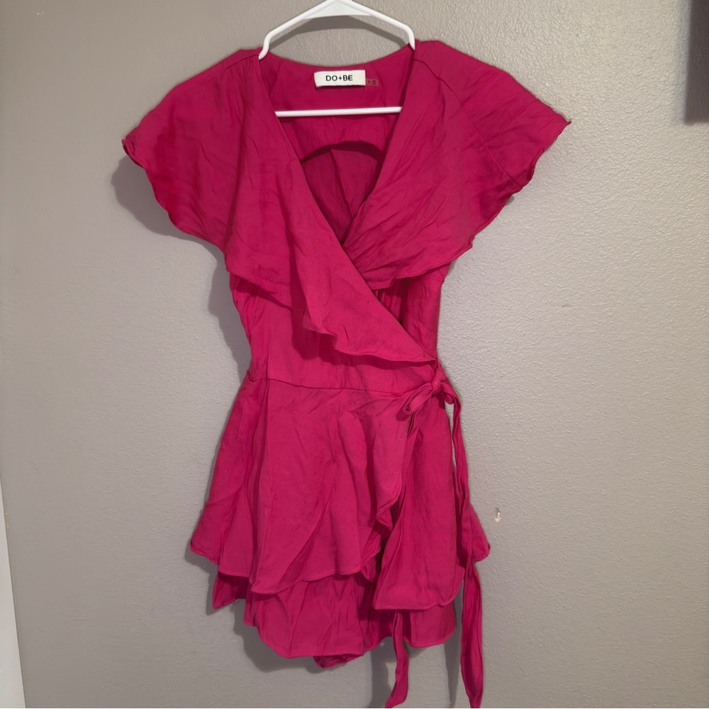 Vibrant Pink Do + Be Ruffle Romper - Picture 2 of 4